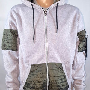 Southpole Full Zip Nylon Trim Hoodie Sweatshirt